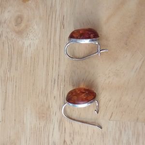 Amber silver earrings